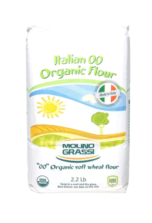 A Safer Gluten: Molino Grassi Italian Organic Soft Wheat 00 Flour, 2.2 lb (1 kg)