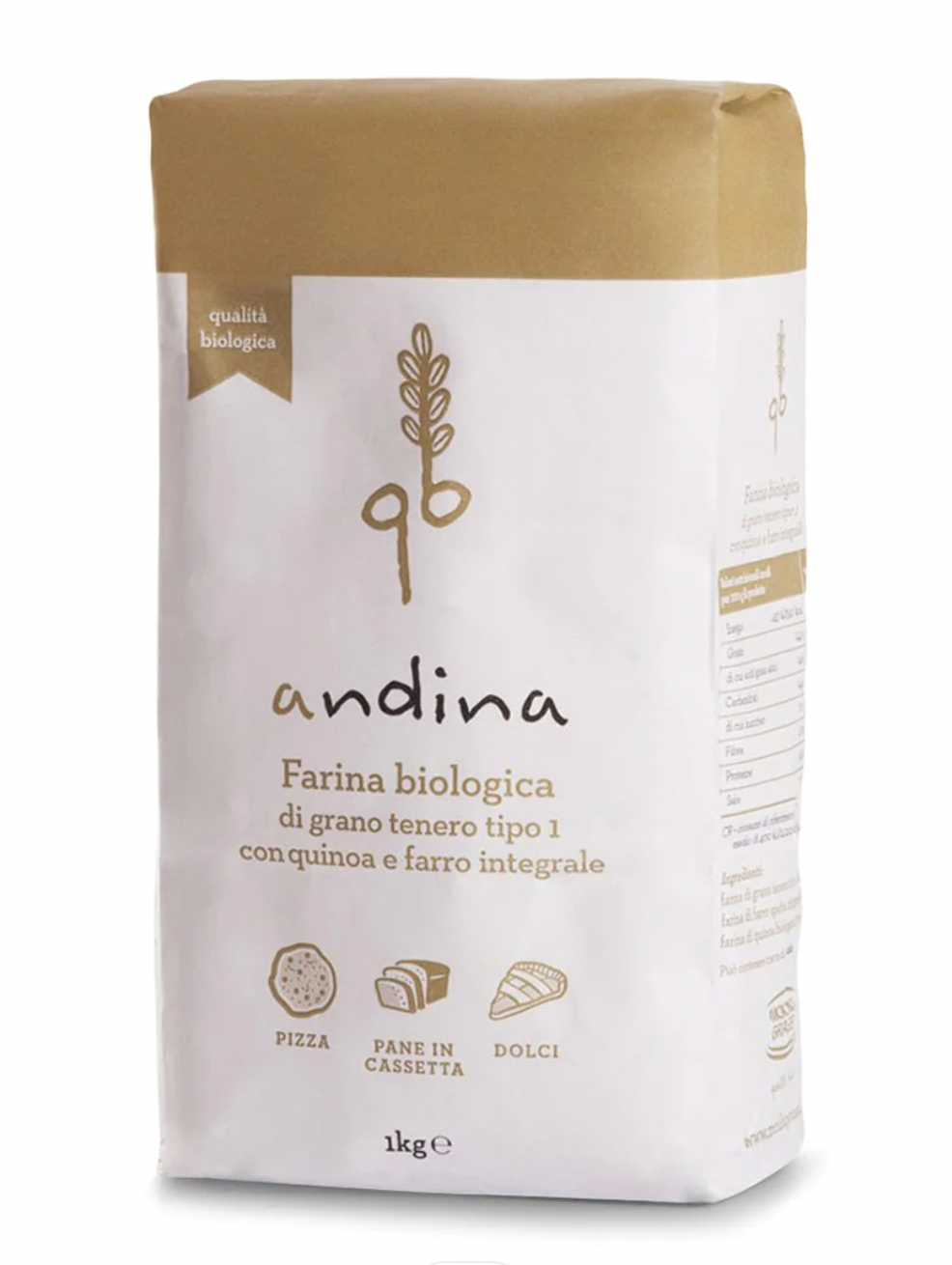 Molino Grassi Andina Premium Italian Organic Type "1" Flour, 2.2 lb (1 kg)
