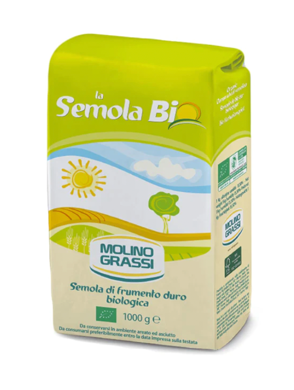 A Safer Gluten: Molino Grassi Italian Organic Durum Semolina Flour, 2.2 lb (1 kg)